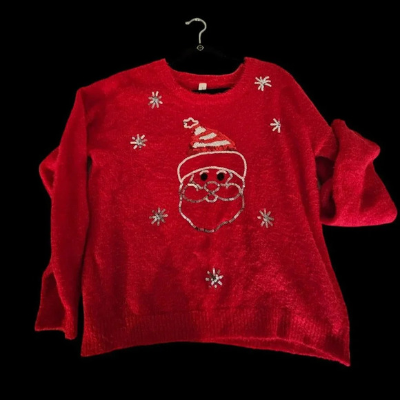Red Ugly Christmas Sweater Santa Sequins XXL - Picture 8 of 8